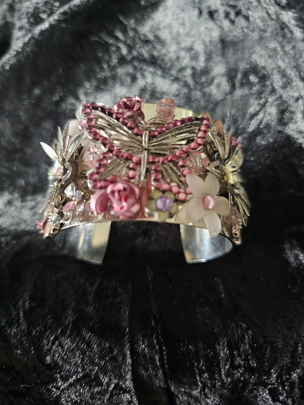 Pink Butterfly Floral Cuff Bracelet - Women Jewelry